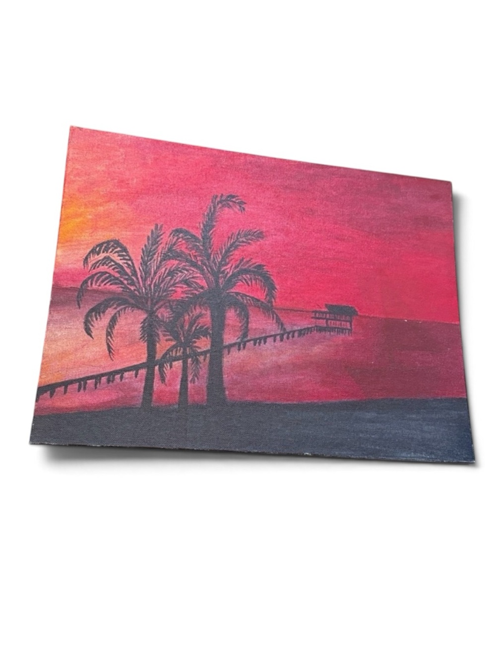 Unknown Brand Red Sunset Palm Canvas Wall Art